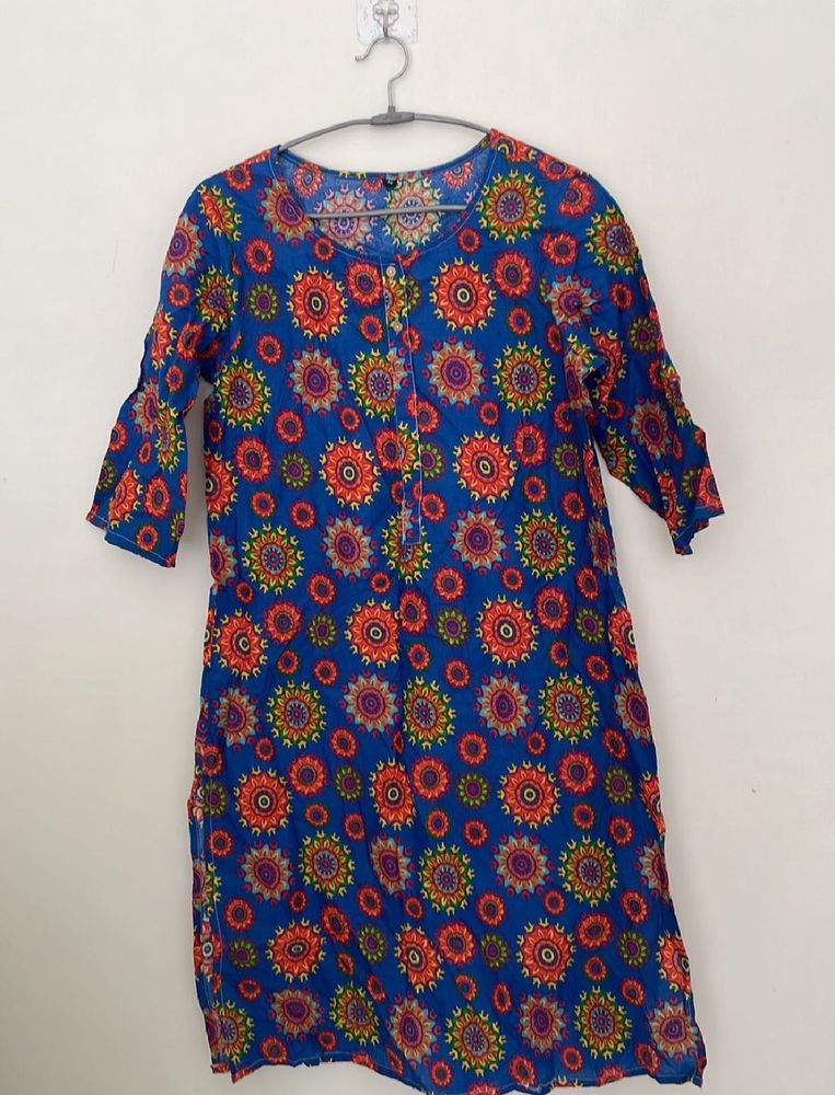 Blue Floral Print Kurta