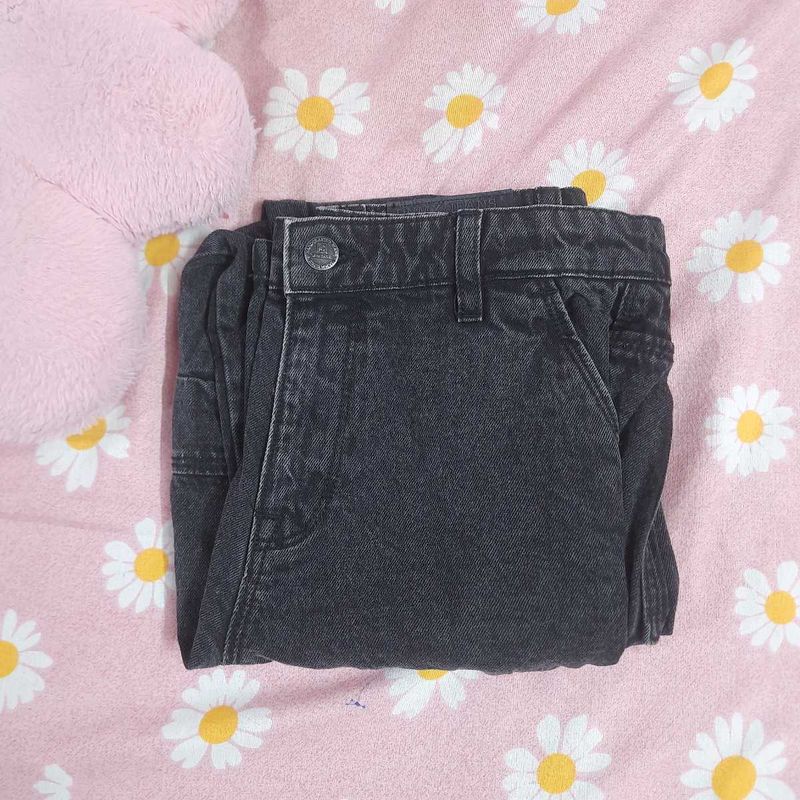 Charcoal Denim Cargo Jeans.