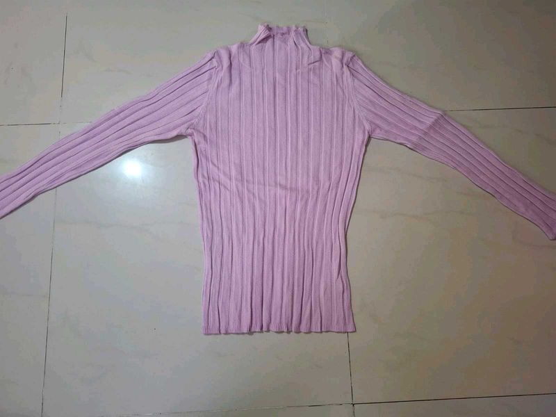 Ribbed Turt Neck Long Sleeve Top