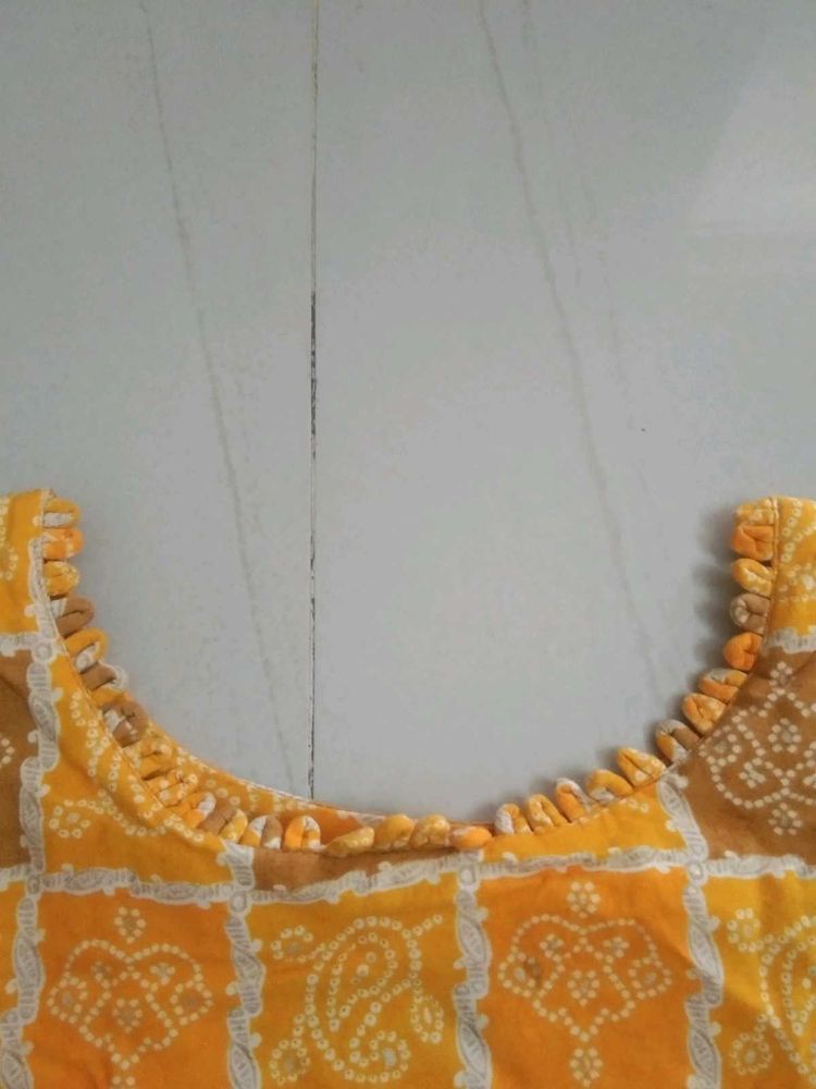 Yellow Bandhani Print kurta