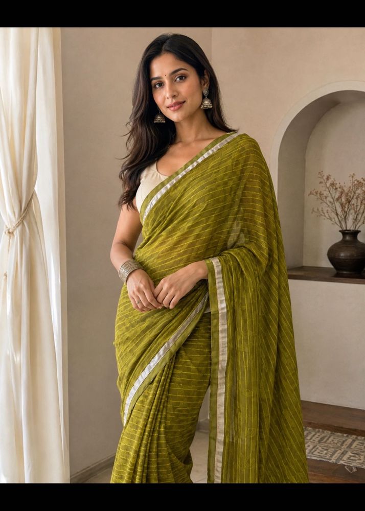 Elegant Olive Green Saree