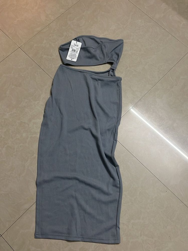 Grey Cut-out Midi Dress