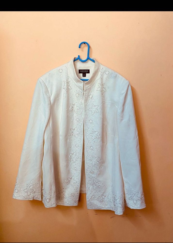 Unisex Susan Heaton Ivory Embellished Jacket