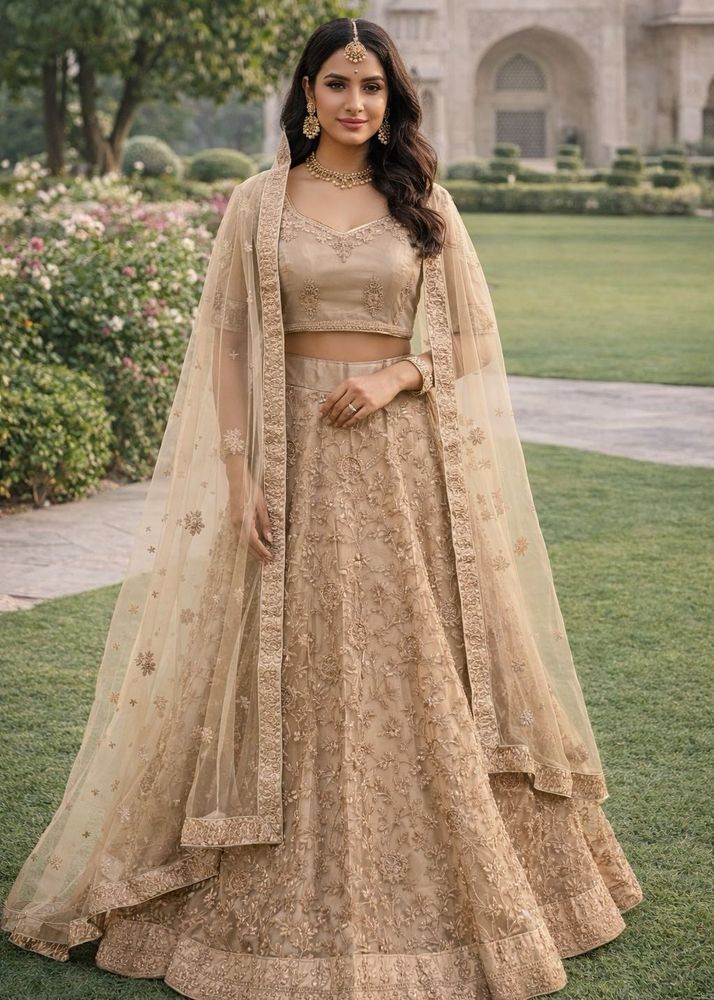 Elegant Gold Embroidered Lehenga