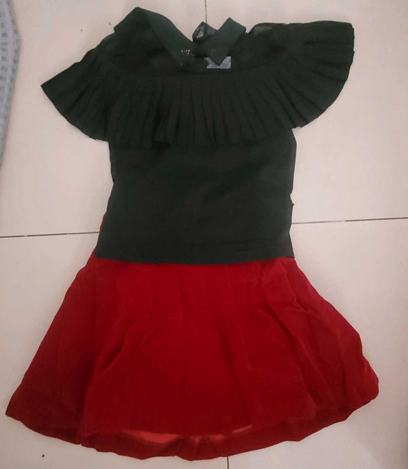 Partywear Velvet Skirt And Designer Top Combo