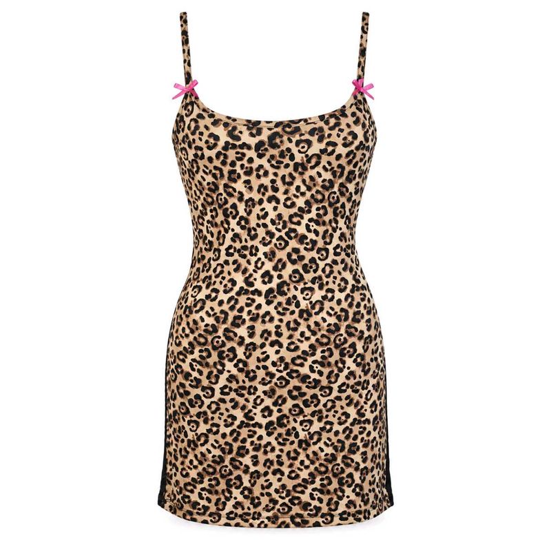 Leopard Print Chemise with Pink Bows