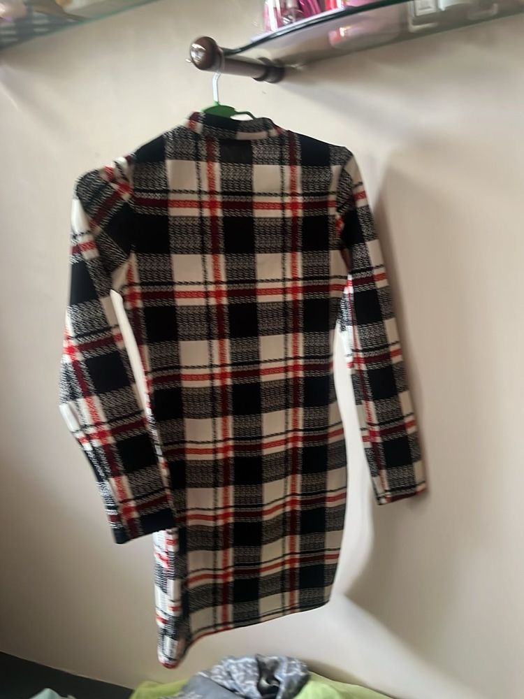 Chic Plaid Long Sleeve Dress