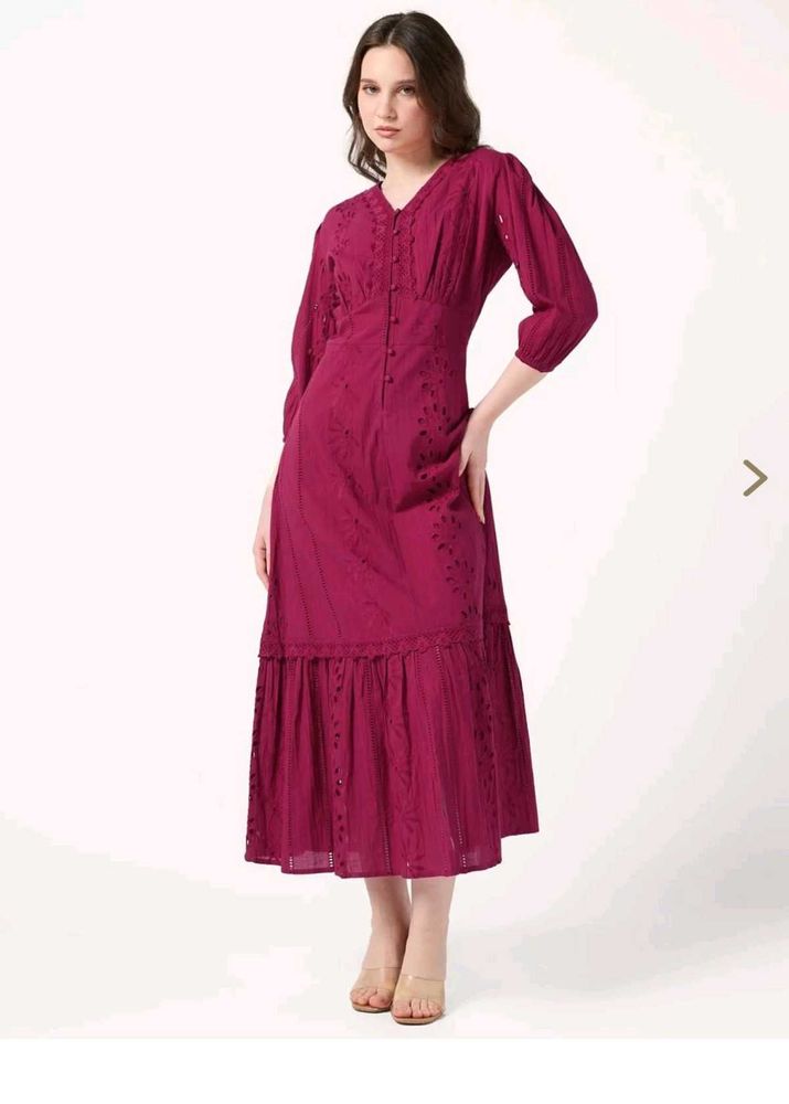 pink embroidery dress