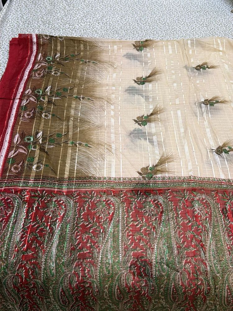 Beautiful Printed Saree with blouse And peticoat