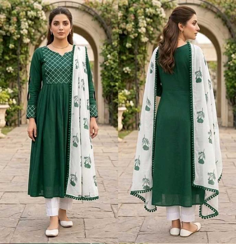 Royal Bottle Green Designer Anarkali Set 🫠😻