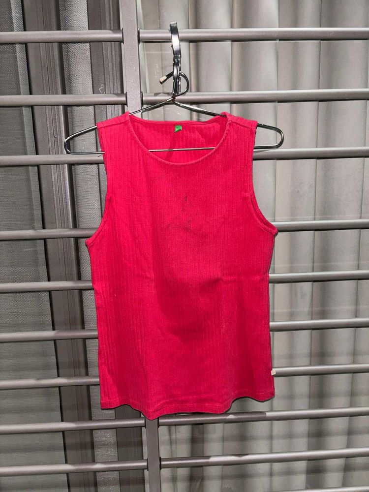 Vibrant Red Ribbed Tank Top
