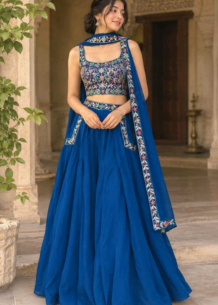 Royal Blue Embroidered Lehenga Choli