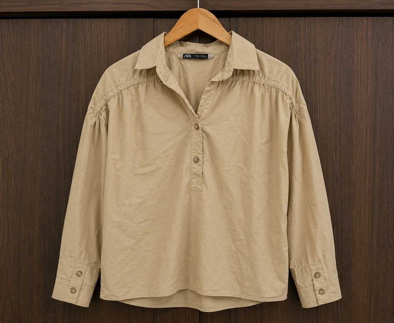 Zara Classic Beige Casual Tunic Top