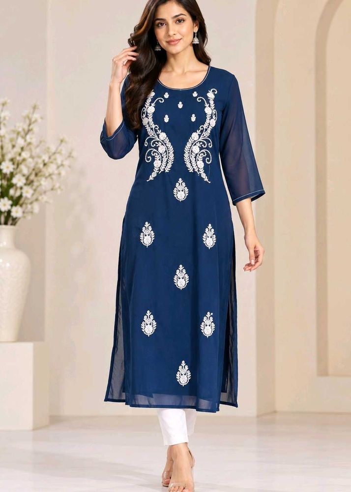 Elegant Blue Embroidered Kurta