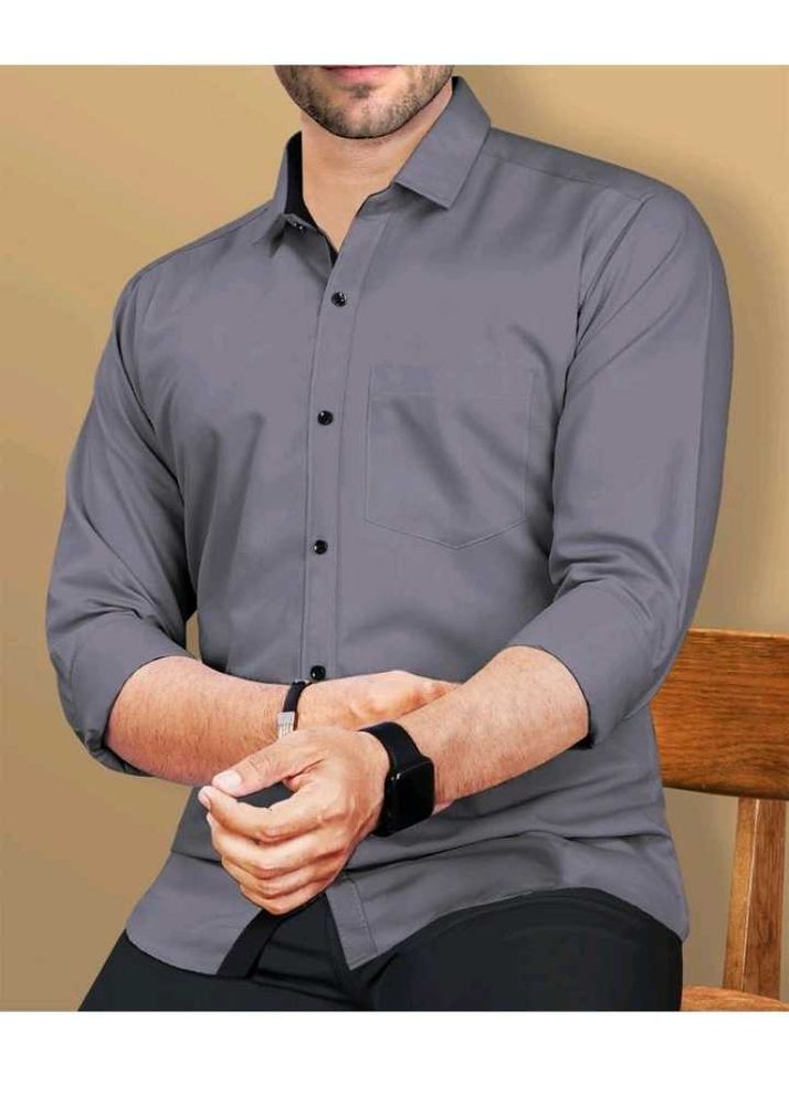 Men's Solid Grey Formal Shirt