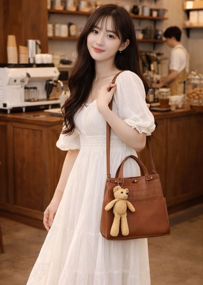 Brown Croc-Embossed Crossbody Bag