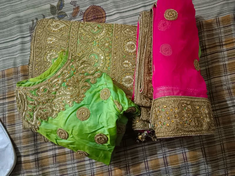 Silk Zari Work Lehenga With Net Dupatta