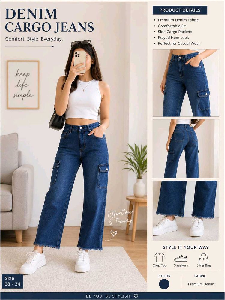 Denim Cargo Jeans - Comfort &amp; Style
