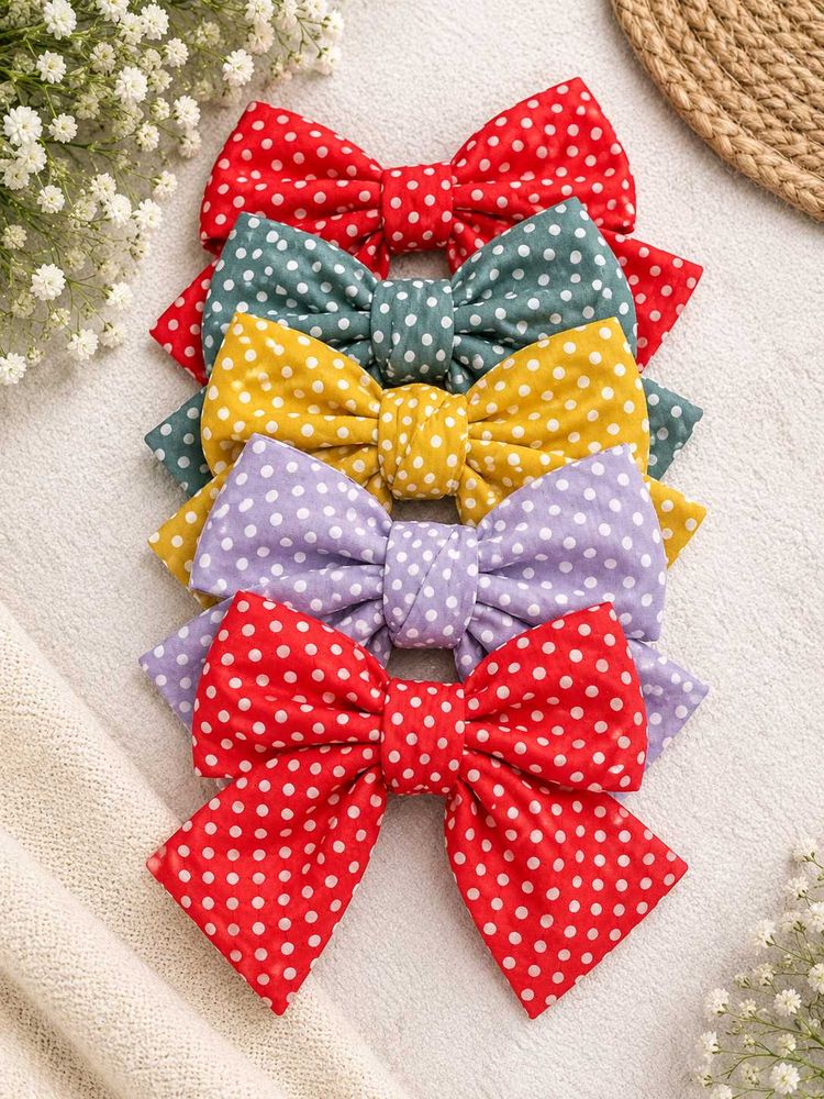 Polka Dot Bow Hair Clips Set