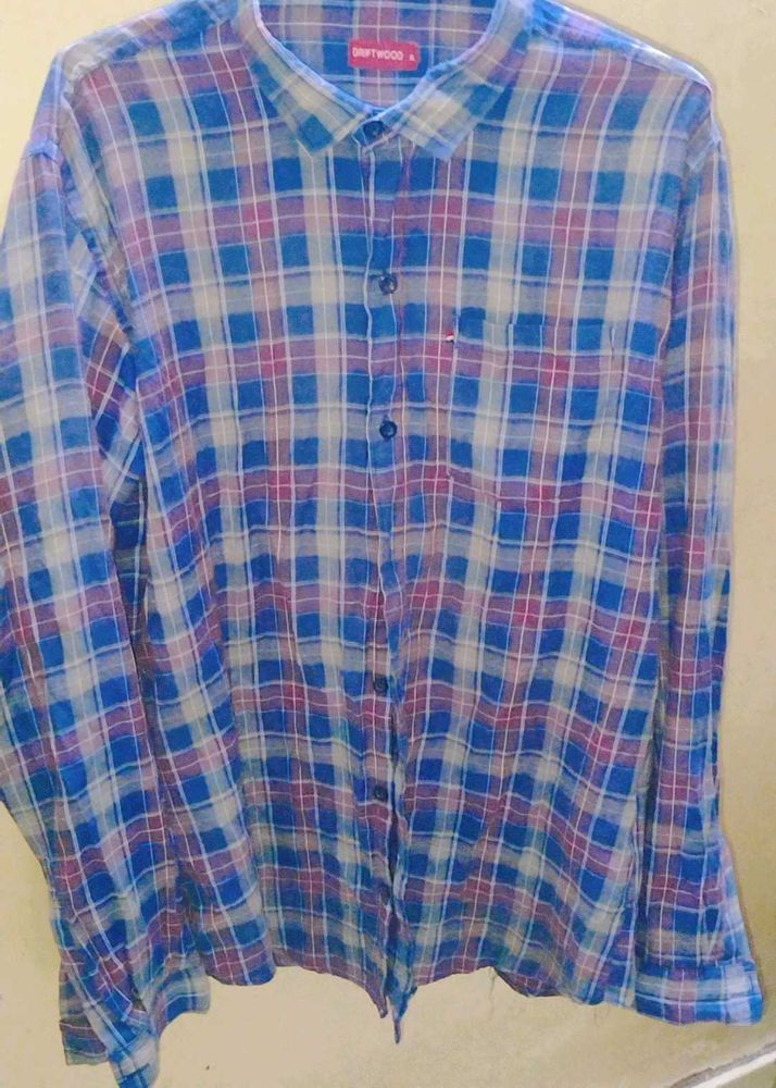 Men's Blue Plaid Casual Shirt