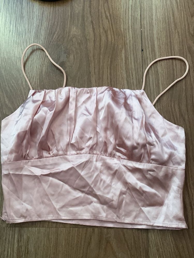 stain rose pick strappy crop top