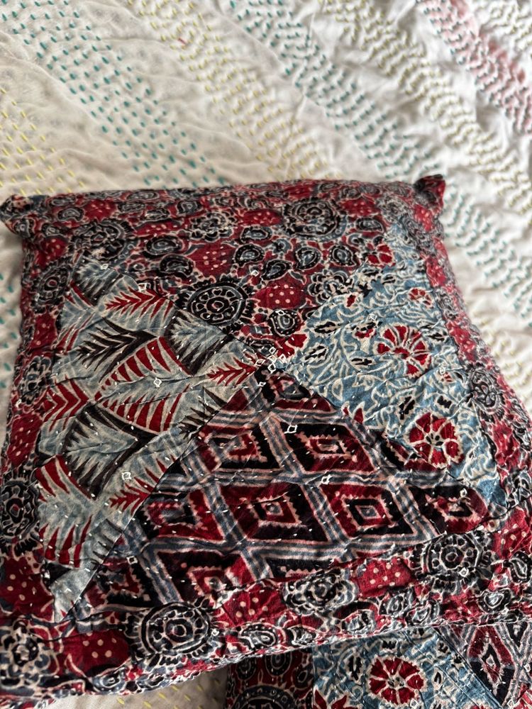 Ajrakh Kantha Cushion Covers (Set of