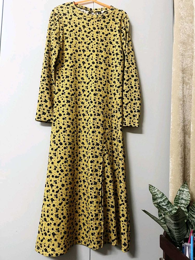 Yellow Floral Print Maxi Dress