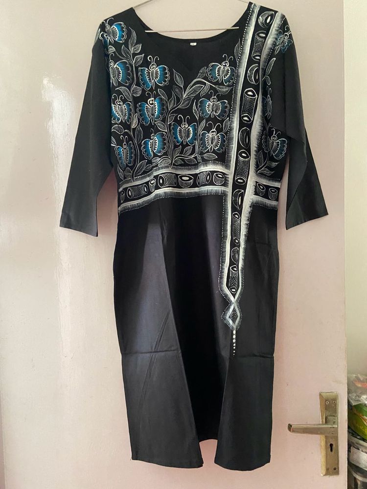 Handloom Pure Cotton Hand Printed Ethnic Kurti