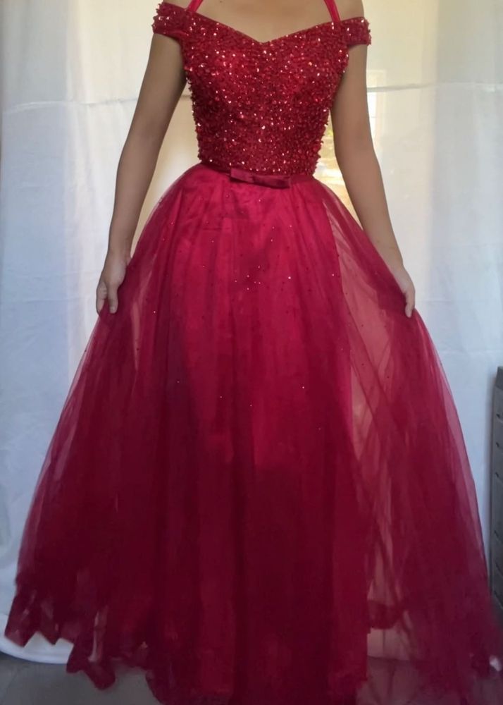 Stunning Red Sequin Evening Gown
