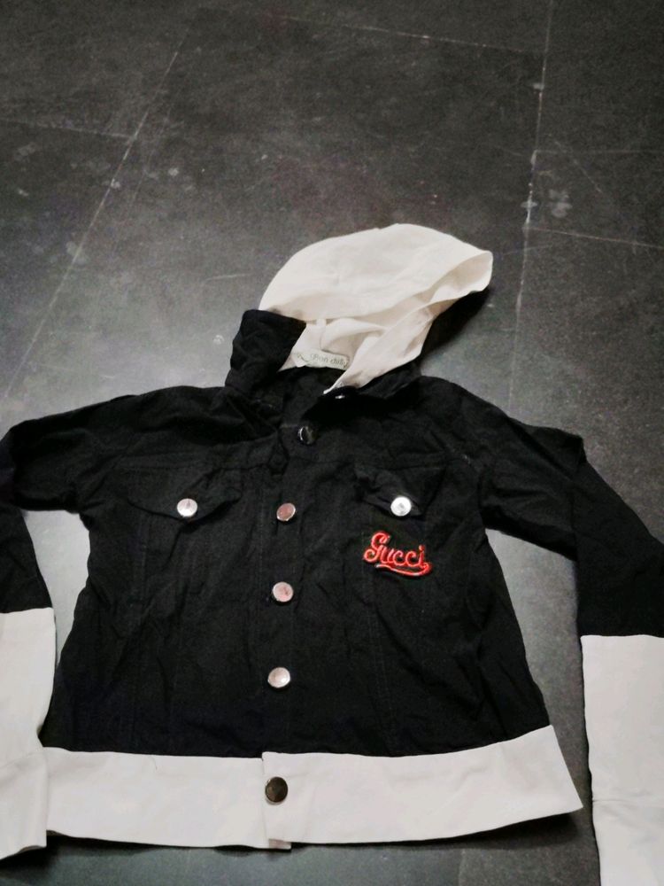 Black White Jacket Crop Top.