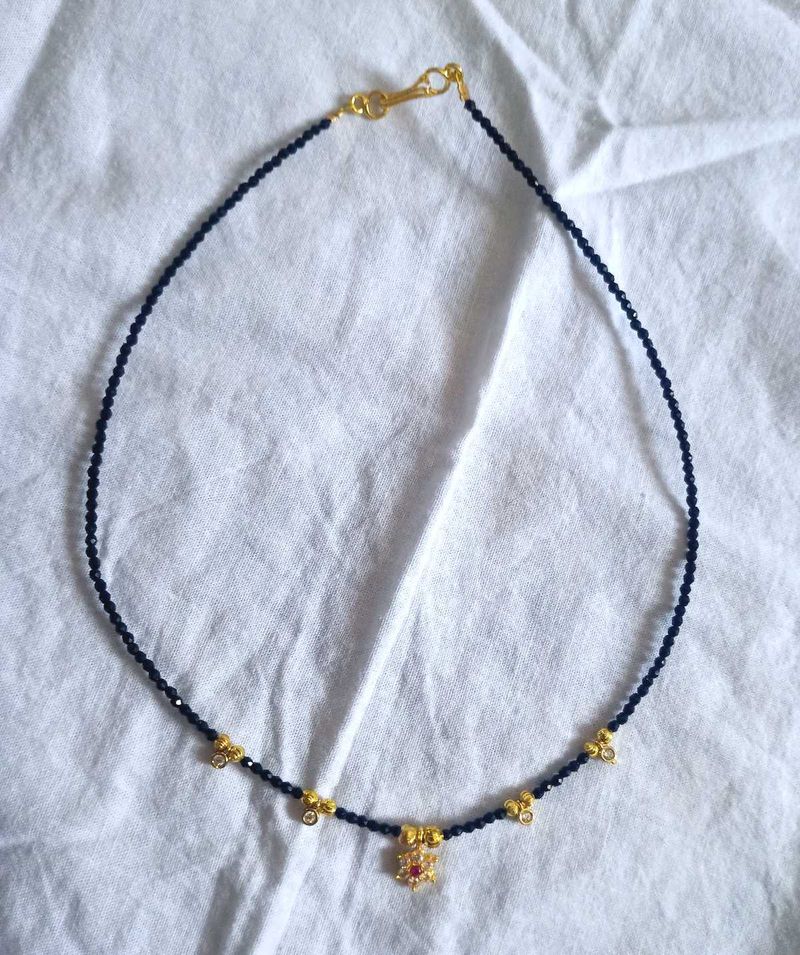 Elegant Black Beaded Necklace with Pendant