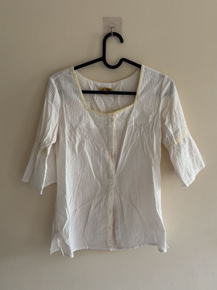 White Square Neck Tunic