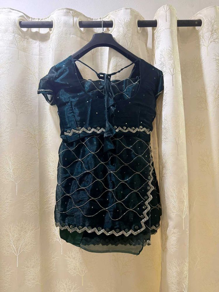 Stunning Jimmy Choo Peacock Blue Handwork Saree