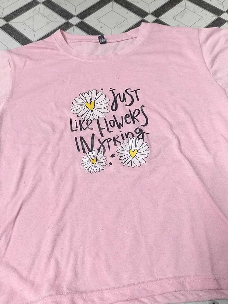 Pink "Just Like Flowers in Spring" T-Shirt