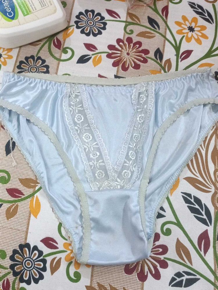 Light Blue Satin Lace Briefs