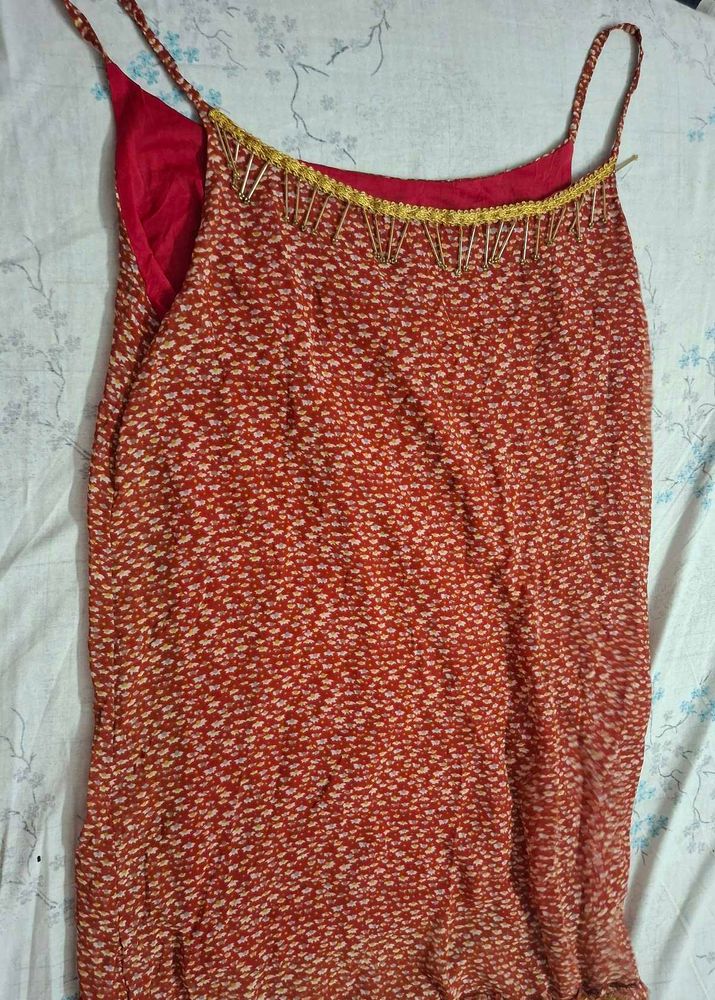 Boho Red Floral Maxi kurta and beautiful bottom