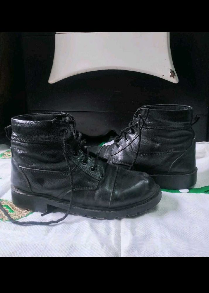 2 pair Black Leather Lace-Up Boots