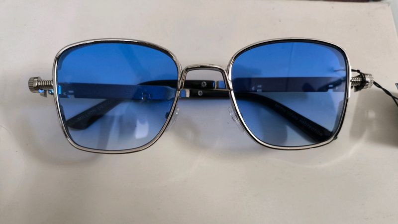 Metal Sunglasses🕶️ Squared Retro Sky Blue Aviator