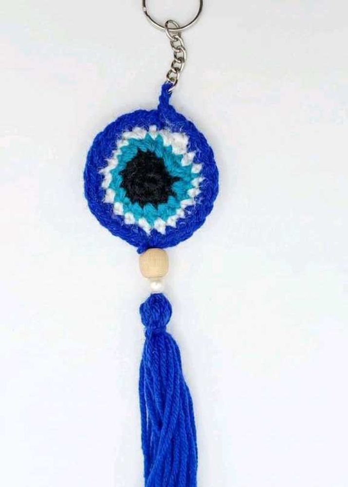 Crocheted Evil Eye Keychain