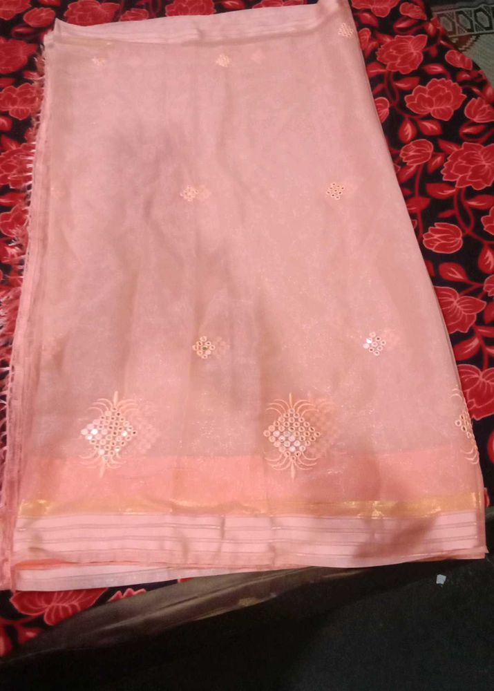 Elegant Pink Embroidered Saree