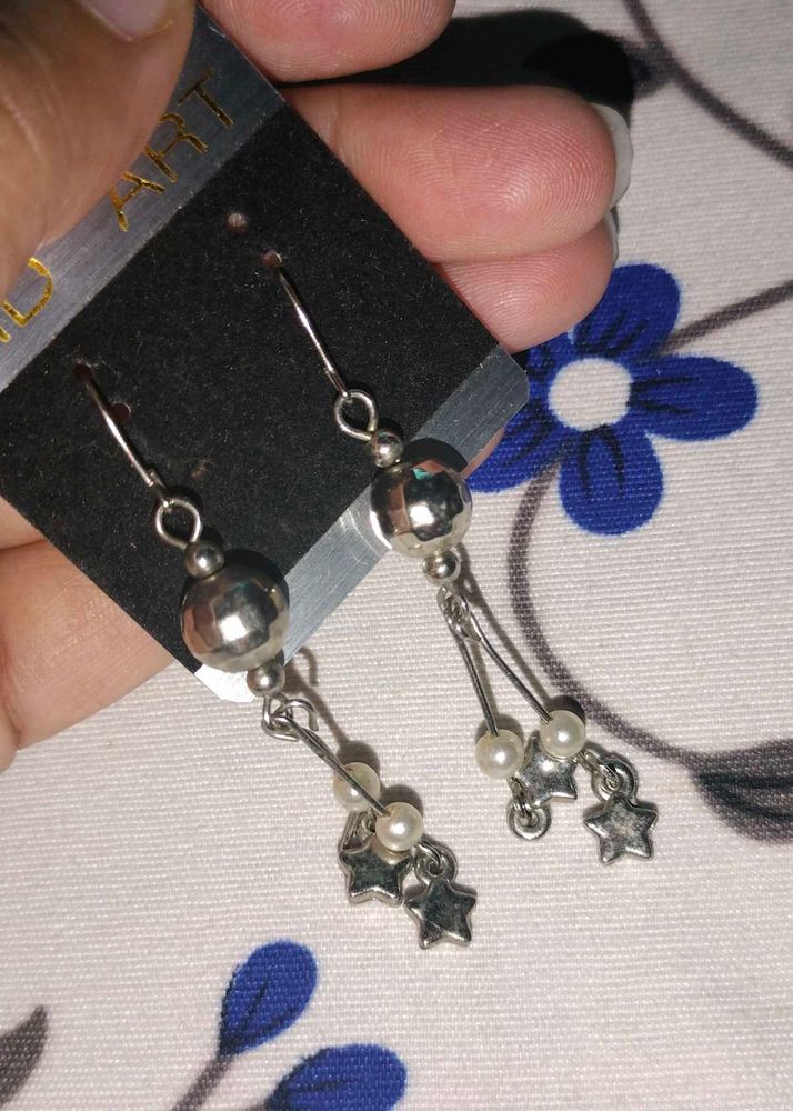 Charming Star &amp; Pearl Drop Earrings