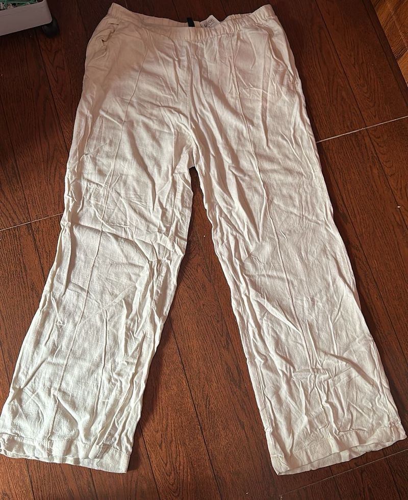 Cream Wide Leg linen trouser