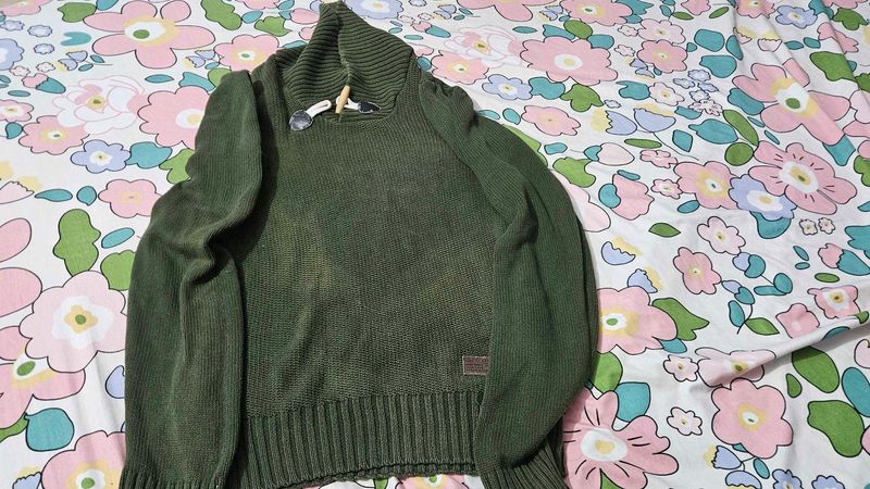 Olive Green Chunky Knit Sweater