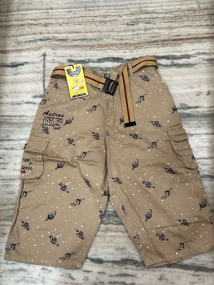 Boys' Printed Cargo Shorts with Belt