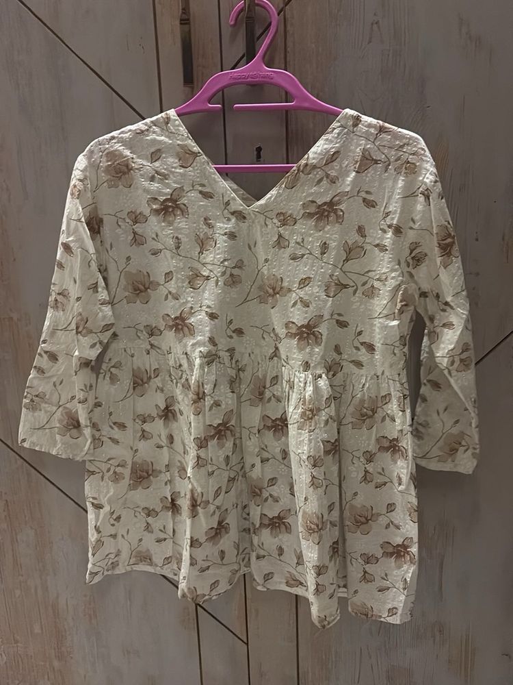 Floral Print V-Neck Tunic Top