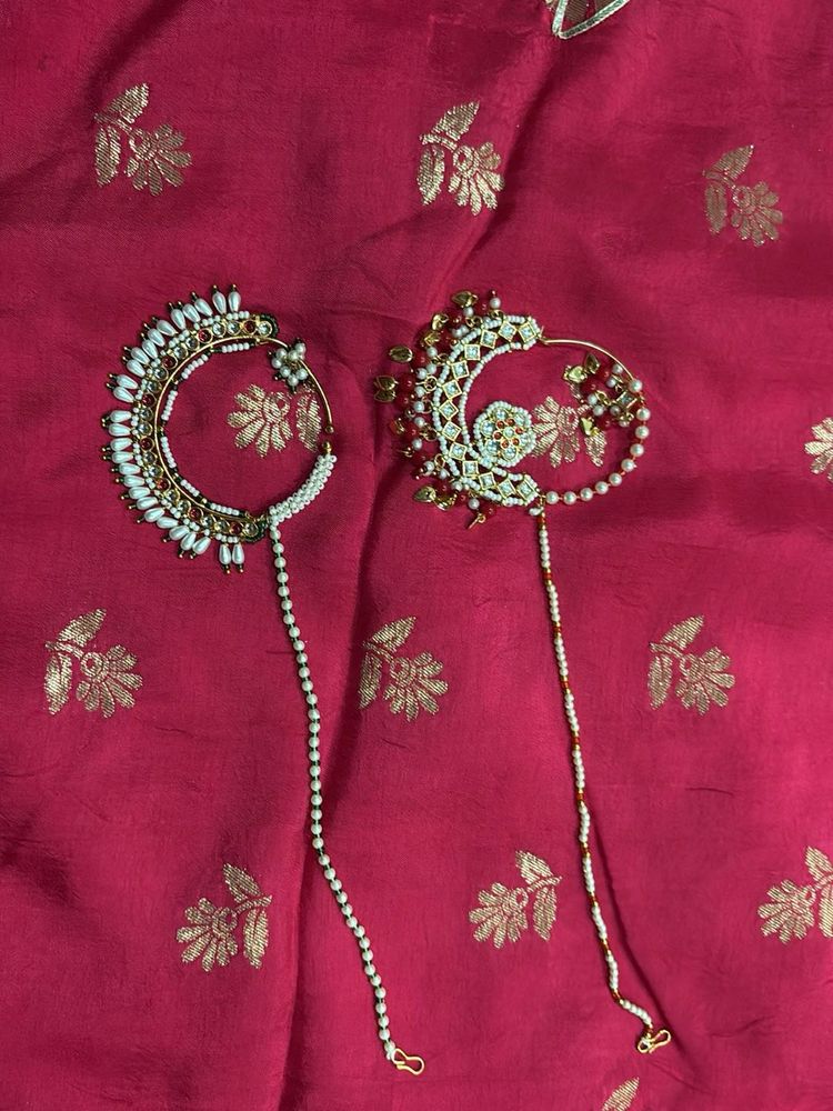 Exquisite Kundan &amp; Pearl Nath Combo set