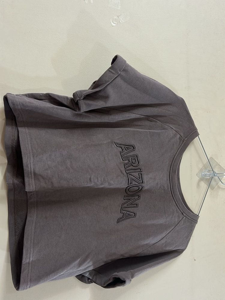 Grey "ARIZONA" Cropped T-Shirt