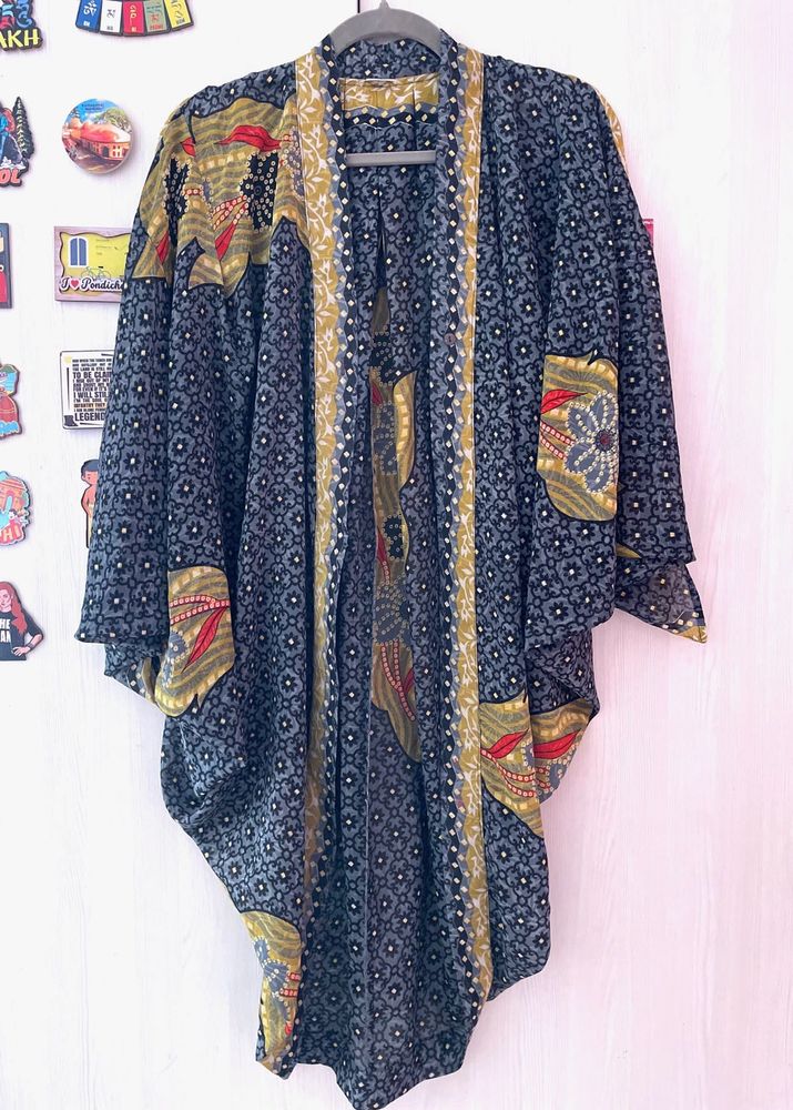 Boho Print Open Front Kimono/Shrug