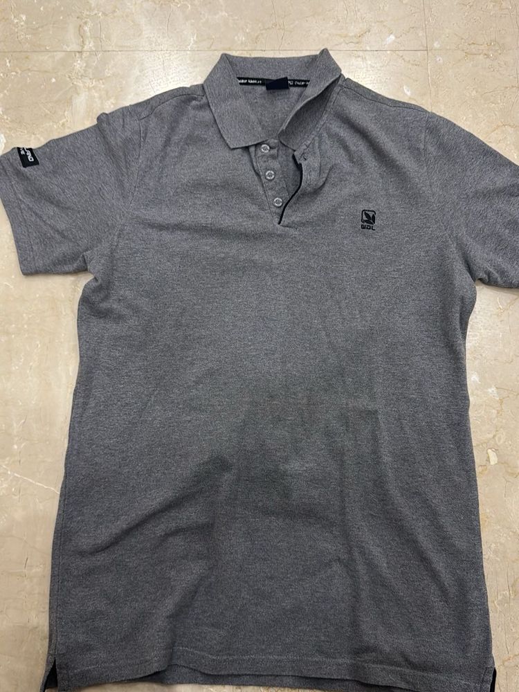 woodland Men's Grey Short Sleeve Polo Shirt