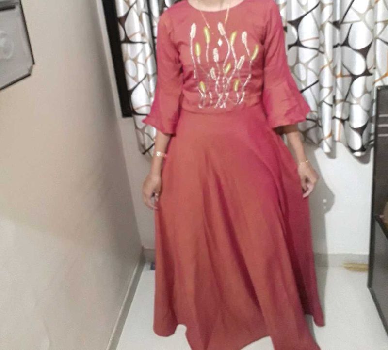 Embroidered Red Kurta